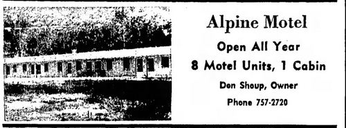 Alpine Motel - Sep 3 1965 Ad